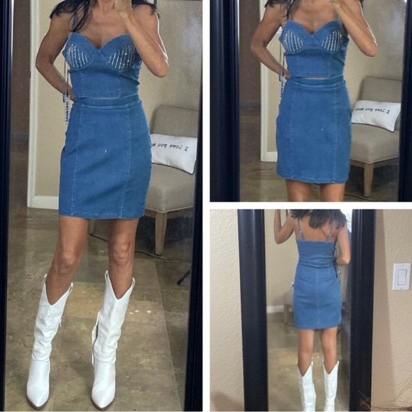 NWT - 2 pc Denim Set - Bralette and Pencil Skirt - Picture 3 of 8